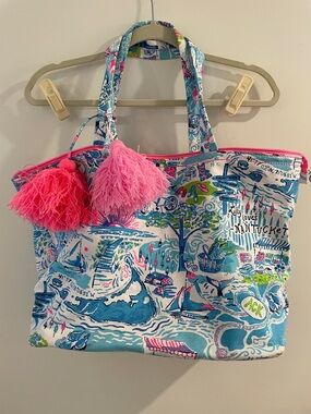 Lilly Pulitzer Coastal Print Tote in Blue, Pink & Green